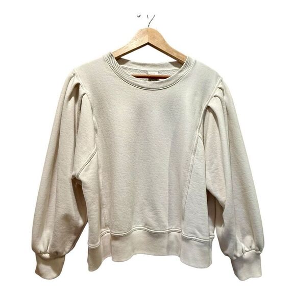 a new day Tops - A New Day Women’s Oversized Crewneck Sweatshirt with Puff Sleeves in Cream XXL